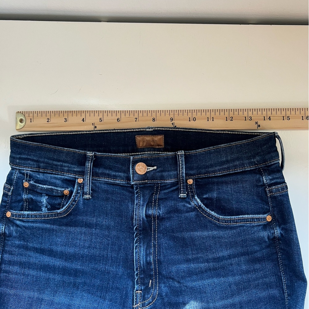 Mother Jeans Insider Crop Step Fray Size 28 Teaming Up Wash Blue Denim Premium - Picture 9 of 12